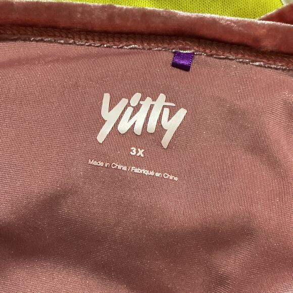 Yitty Plus Size 3X Pink Velvet Stretchy Long Sleeve Cropped Top Soft Luxe - Picture 2 of 9